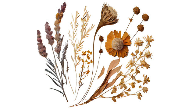 Fototapeta Dried wooden flowers isolated transparent background 