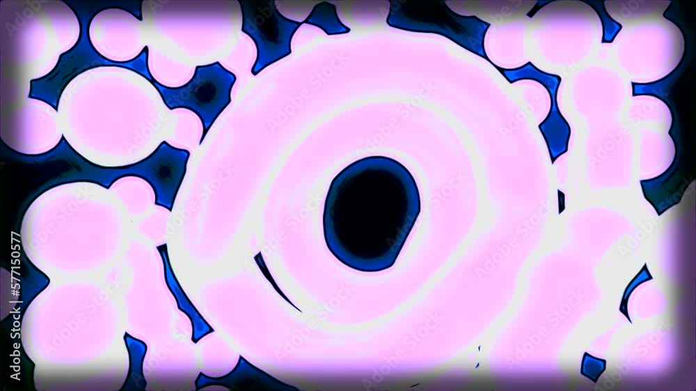 Poster abstract tunnel of molecular particles. design. glowing molecules moving in flow of tunnel with ring