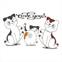 vector cute cat love heart cartoon vector icon illustration
