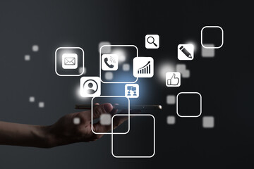 Fototapeta premium Multitasking in hands concept. Using tablet ,laptop, and holding credit card online banking, .payment communication network,internet wireless application development .