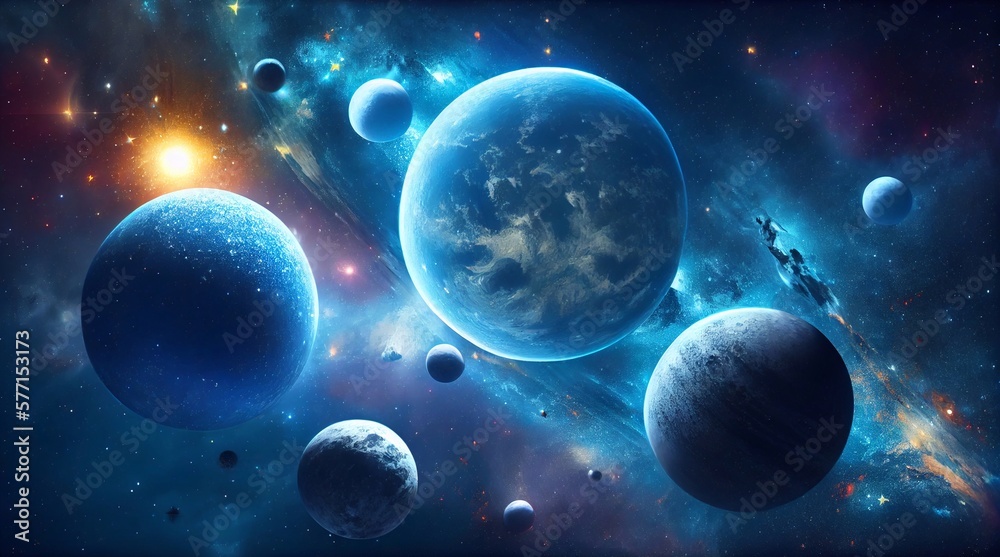 Wall mural background of the universe with many stars and planets. generative ai.