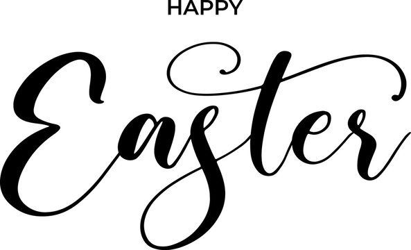 Happy Easter vector calligraphy text. Happy Easter greeting card. Modern Handwritten type on transparent background. PNG image	
