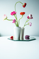 Flowers in coffee cup background