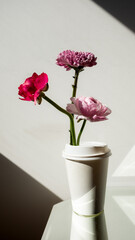 Flowers in coffee cup background