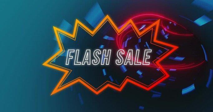 Animation of flash sale in explosion over tunnel of lights