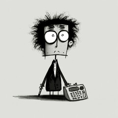 sad accountant, caricature