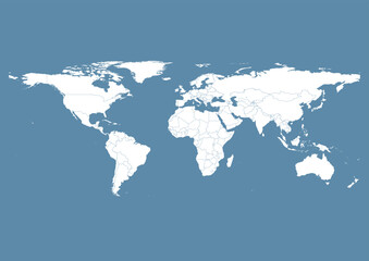 Fototapeta na wymiar Vector world map - with Air Force Blue (Raf) color borders on background in Air Force Blue (Raf) color. Download now in eps format vector or jpg image.