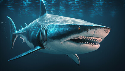 Beautiful ocean megatooth shark fish AI Generated