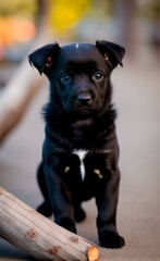 portrait of a  black dog