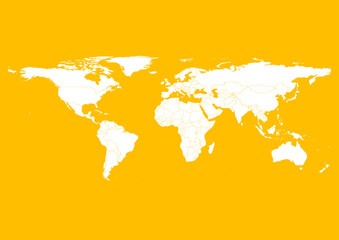 Vector world map - with Amber color borders on background in Amber color. Download now in eps format vector or jpg image.