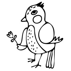 little bird  silhouette on white background, vector illustration