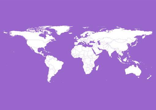 Vector world map - with Amethyst color borders on background in Amethyst color. Download now in eps format vector or jpg image.