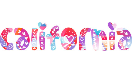 An isolated illustration of calligraphic lettering California. California handwritten calligraphy name of USA state. Hand drawn brush calligraphy