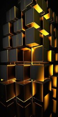 abstract illuminated golden squares background