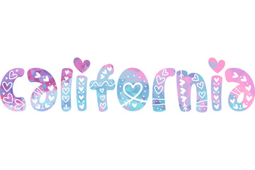 An isolated illustration of calligraphic lettering California. California handwritten calligraphy name of USA state. Hand drawn brush calligraphy