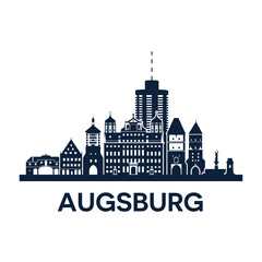 Abstract skyline of city Augsburg, vector illustration - obrazy, fototapety, plakaty