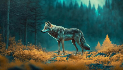 wolf in the woods, Generative AI