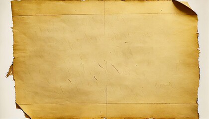 An old yellowed piece of paper or papyrus, top view. Generative AI.