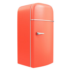 Red old styled fridge isolated on background