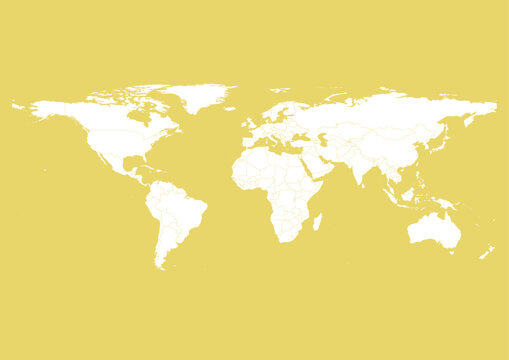 Vector world map - with Arylide Yellow color borders on background in Arylide Yellow color. Download now in eps format vector or jpg image.