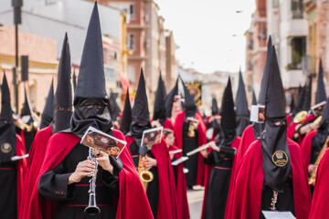 musician on holy week in andalusia - obrazy, fototapety, plakaty
