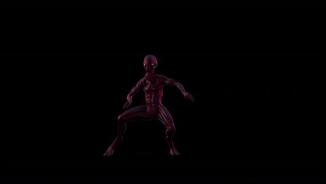 Allien Dancer Loop 3D Animation Video With Alpha