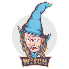 Premium witch logo mascot vector illustration