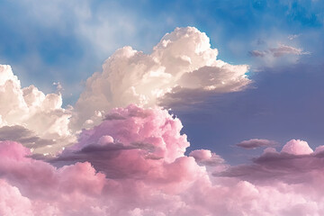 Incredible pink and purple clouds, created with AI generative technology