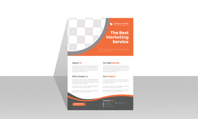 Corporate business flyer template design orange  and gra black marketing, business proposal, promotion, advertise, publication, cover