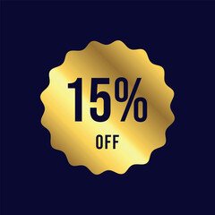 15% Gold Sticker Stamp Sign Discount Store Template