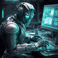 robot cyborg office worker