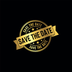 Obraz premium Save the Date Golden Stamp Seal Vector Template