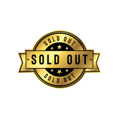 Sold Out Golden Stamp Seal Vector Template