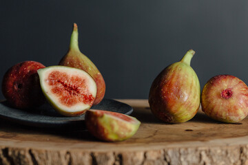 Organic fresh figs halved fig fruit