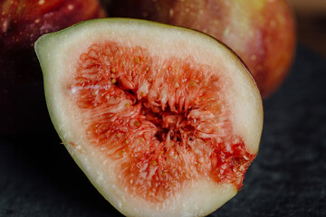 Organic fresh figs close up halved fig fruit