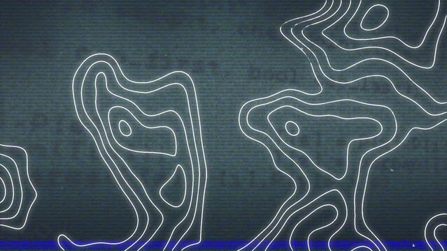 Animation of isohypses moving over screen with glitch