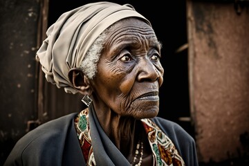 Naklejka premium Portrait of old Ethiopian woman. generate by ai