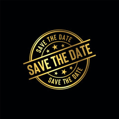 Save the Date Golden Stamp Seal Vector Template