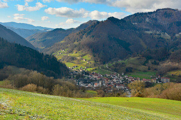 The December landscape in the hills near Cerkno in Primorska, Slovenia
