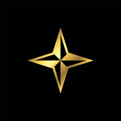 Gold Star Decorative Icon Vector Template