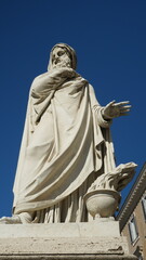 Marble statue of the bearded philosopher man, seen from below