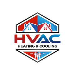 HVAC Heating Cooling Home Residential Emblem Logo Vector
