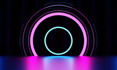 3d illustration rendering of futuristic cyberpunk city, gaming wallpaper scifi background, a esports gamer vs banner sign of neon glow, versus player challenge