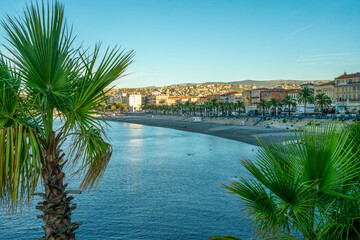 Idyllic morning view on Nice town  of French Riviera