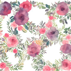 background of painted watercolor flowers. generative AI