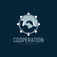 shakehand coorperation bussines logo template design for brand or company