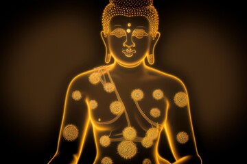 buddha with energy points in body beautiful background Generative AI Art Illustratio