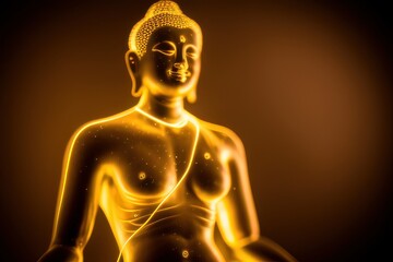 buddha with energy points on his body Generative AI Art Illustration