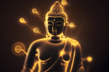 buddha with energy points on his body Generative AI Art Illustration