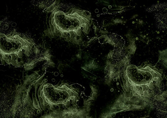 Obraz premium Metal Alcohol Ink Color.Silver Marble Grunge. Emerald Alcohol Ink. Abstraction Oil. Gray Marble Ink Patterns. White Swirl Texture Pattern. Paint Mixing.